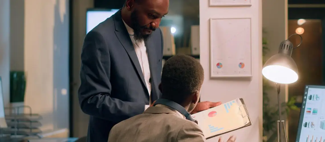 Professional conducting business valuation in Melbourne office